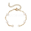 Natural Cultured Freshwater Pearl Beads & Brass Paperclip Chain Bracelet Making AJEW-JB01451-1