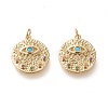 Brass Micro Pave Cubic Zirconia Hammered Pendants ZIRC-L098-011G-1