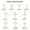 50Pcs 10 Styles 304 Stainless Steel Tiny Cross Charms STAS-CJ0002-25-2