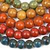 Handmade Fancy Antique Glazed Porcelain Ceramic Round Beads Strands PORC-L019-13mm-M-5