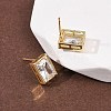 Brass Micro Pave Clear Cubic Zirconia Stud Earrings EJEW-C174-02D-G-3