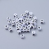 Letter W White Letter Acrylic Cube Beads X-PL37C9308-W-2