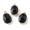 Natural Obsidian Faceted Oval Connector Charms G-H323-02G-06-1