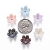 6-Petal Spray Painted Acrylic Bead Caps MACR-S373-46J-3