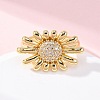 Brass Micro Pave Clear Cubic Zirconia Cuff Rings for Women RJEW-U047-28G-2