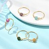 Natural Multicolor Tourmaline Beads Finger Rings RJEW-JR01042-1