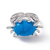 Gemstone Crab Open Cuff Ring RJEW-I090-01P-2