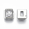 Brass Clear Cubic Zirconia Charms KK-S061-52P-NR-2