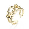 Brass Micro Pave Clear Cubic Zirconia Cuff Rings RJEW-S044-080-NF-1