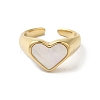 Shell Heart Open Cuff Ring for Women RJEW-C091-07G-01-2