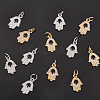  12Pcs 2 Colors Brass Micro Pave Clear Cubic Zirconia Charms ZIRC-NB0001-77-4