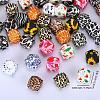 Colorful Pattern Printed Silicone Focal Beads SI-JX0022A-02-2