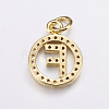 Long-Lasting Plated & Rack Plating Brass Micro Pave Cubic Zirconia Letter Charms ZIRC-A007-04F-G-2