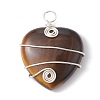 Natural Tiger Eye Copper Wire Wrapped Pendants PALLOY-JF02148-04-1
