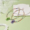 Acrylic Bear & Glass Seed Beaded Necklace for Women NJEW-JN03930-2