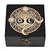 (Defective Closeout Sale: Dents)Engraved Pine Wood Tarot Box for Cards Crystal Holder WD-XCP0001-03-1