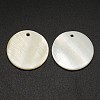 Flat Round Freshwater Shell Pendants SHEL-M005-41-2