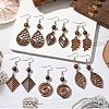 6 Pairs 6 Styles Natural Walnut Wood Dangle Earrings for Women EJEW-JE06101-2