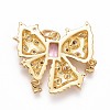 Rack Plating Brass Pink & Clear Cubic Zirconia Pendants KK-M229-02G-2