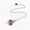 Natural Tiger Eye Sphere Dowsing Pendulums X-BJEW-E292-A09-2