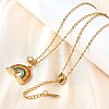 304 Stainless Steel Rhinestone Rainbow Pendant Necklaces for Women NJEW-U043-03G-3