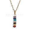 Natural & Synthetic Mixed Gemstone Disc Pendant Necklaces NJEW-JN04623-02-1