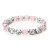 Natural Rose Quartz & Howlite Round Beaded Stretch Bracelets for Women JT2459-1-1