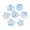 Transparent Spray Painted Frosted Glass Beads X2-GLAA-NH0003-01H-1