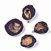 Electroplate Natural Druzy Agate Pendants G-S359-184-1
