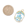 Glass Seed Beaded Oval with Flower Pendants PALLOY-MZ01061-02-2