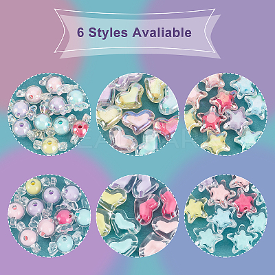 60Pcs 6 Style Transparent Acrylic Beads TACR-AR0001-04-1