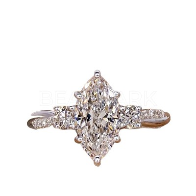 Brass Micro Pave Clear Cubic Zirconia Finger Rings FS-WG5249E-03-1