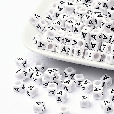 Letter Acrylic European Large Hole Beads OPDL-R050-10mm-A-1