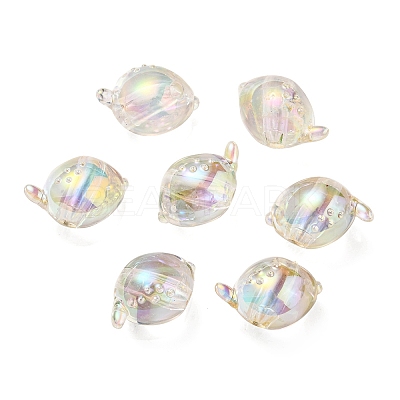 UV Plating Rainbow Iridescent Acrylic Beads OACR-F004-07F-1