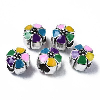 Alloy Enamel European Beads MPDL-T005-006F-RS-1