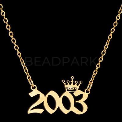 Crown Birth Year 201 Stainless Steel Pendant Necklaces for Women FS-WG4E8F2-24-1