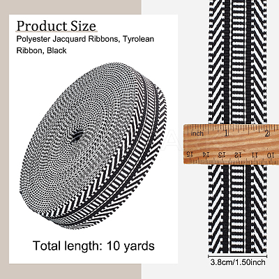 9.5~10 Yards Polyester Jacquard Ribbons OCOR-OC0001-20B-1