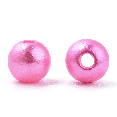 Spray Painted ABS Plastic Imitation Pearl Beads OACR-T015-05A-15-1