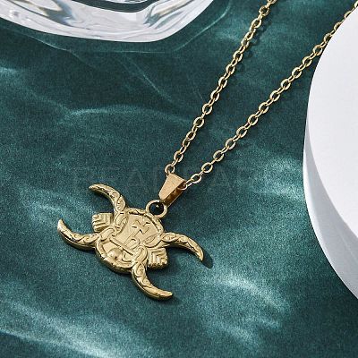 Crescent Moon Cross 304 Stainless Steel Pendant Necklaces NJEW-M096-30G-1