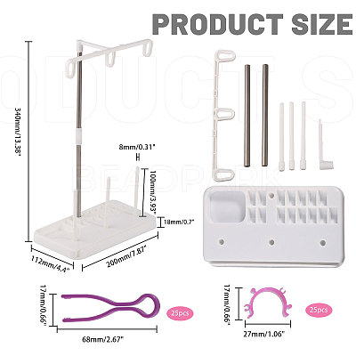 2 Sets Plastic & Stainless Steel & Iron Adjustable Embroidery Floss Bobbin Rack DIY-FG0004-83-1