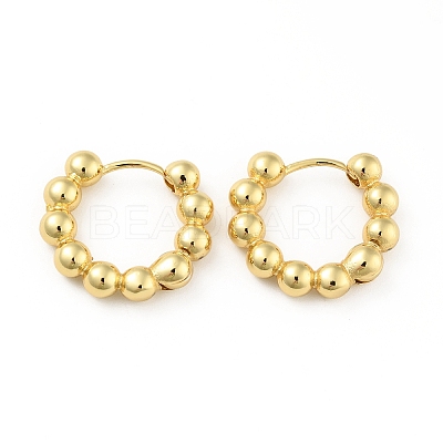 Brass Ball Beaded Hoop Earrings for Women X-EJEW-B013-05-1