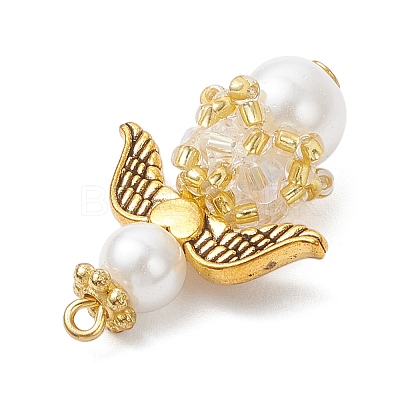 Pearlized Glass Pearl & Glass Pendants PALLOY-MZ00978-02-1