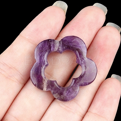 Natural Amethyst Hollow Flower Pendants PW-WG95796-02-1