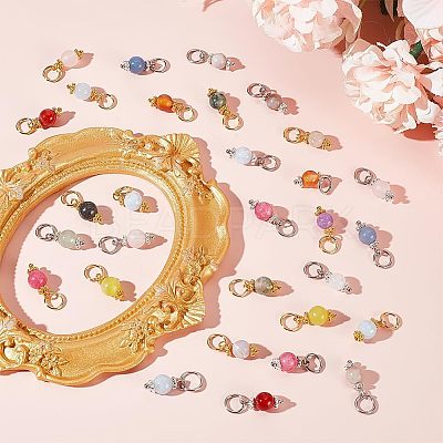 144Pcs 24 Styles Natural Mixed Gemstone Pendants PALLOY-GO00024-1