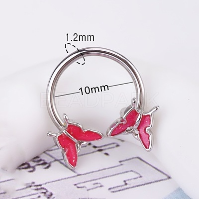 316L Stainless Steel Micro Pave Cubic Zirconia Hoop Nose Rings WG5D603-02-1