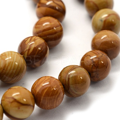 Natural Wood Lace Stone Wooden Jasper Beads Strands G-G763-05-4mm-1