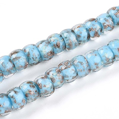 Luminous Handmade Gold Foil Glass Beads Strands FOIL-N029-02A-04-1
