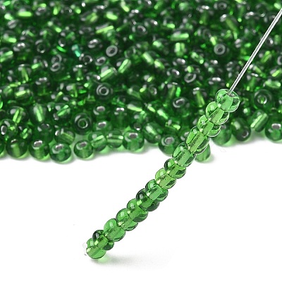 6/0 Round Silver Lined Round Hole Glass Seed Beads X-SEED-A005-4mm-27-1