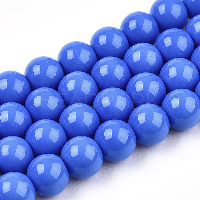 Opaque Solid Color Glass Beads Strands GLAA-T032-P8mm-11-1