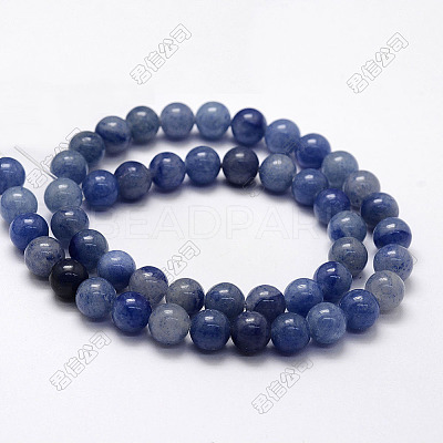 Dyed & Heated Natural Blue Aventurine Beads Strands X-G-I199-24-6mm-1